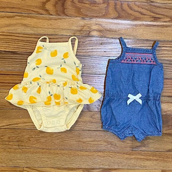 Girls Newborn NB Onesies and Rompers 6-Piece Lot - Picture 2 of 7